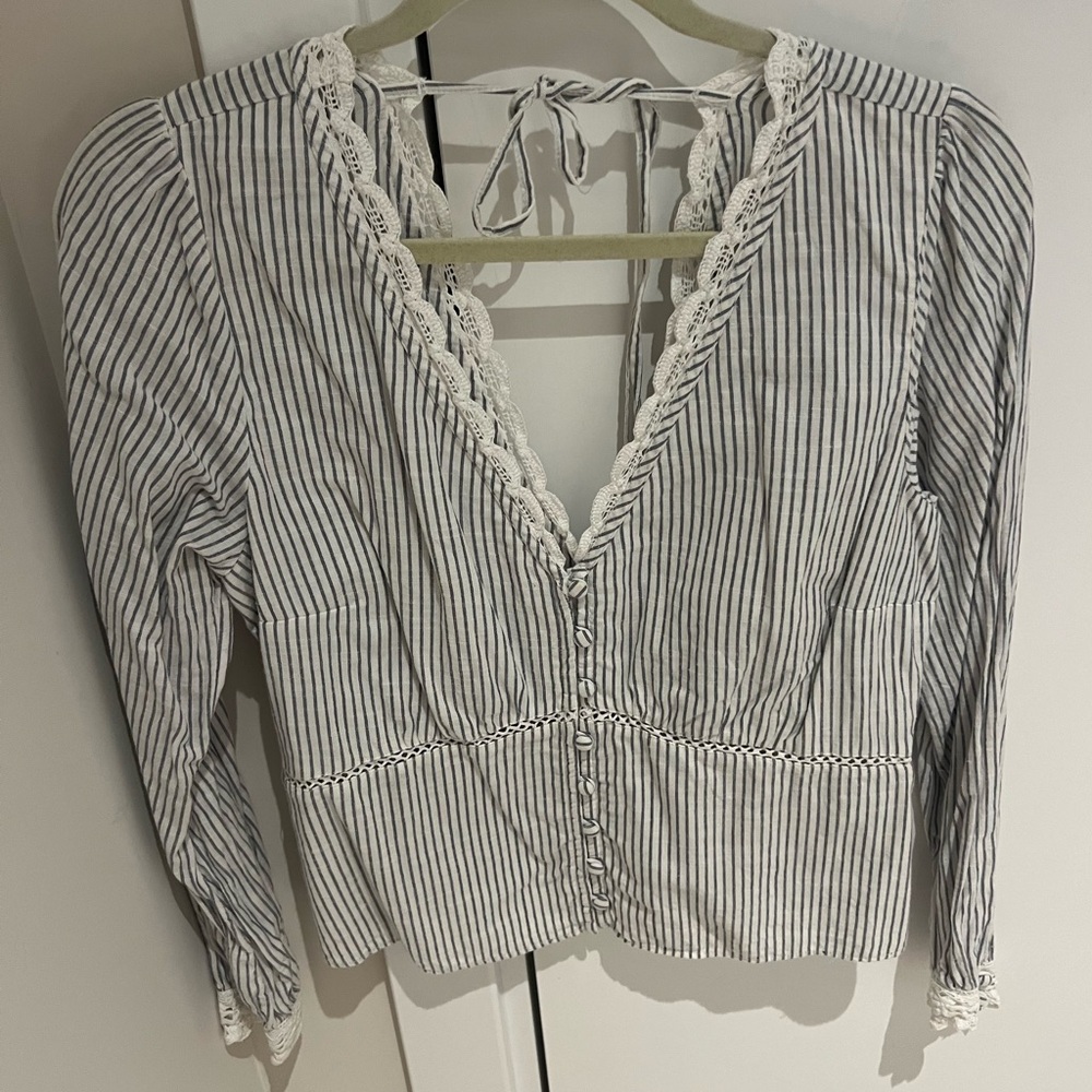 Striped Lace-Trimmed Women's Top